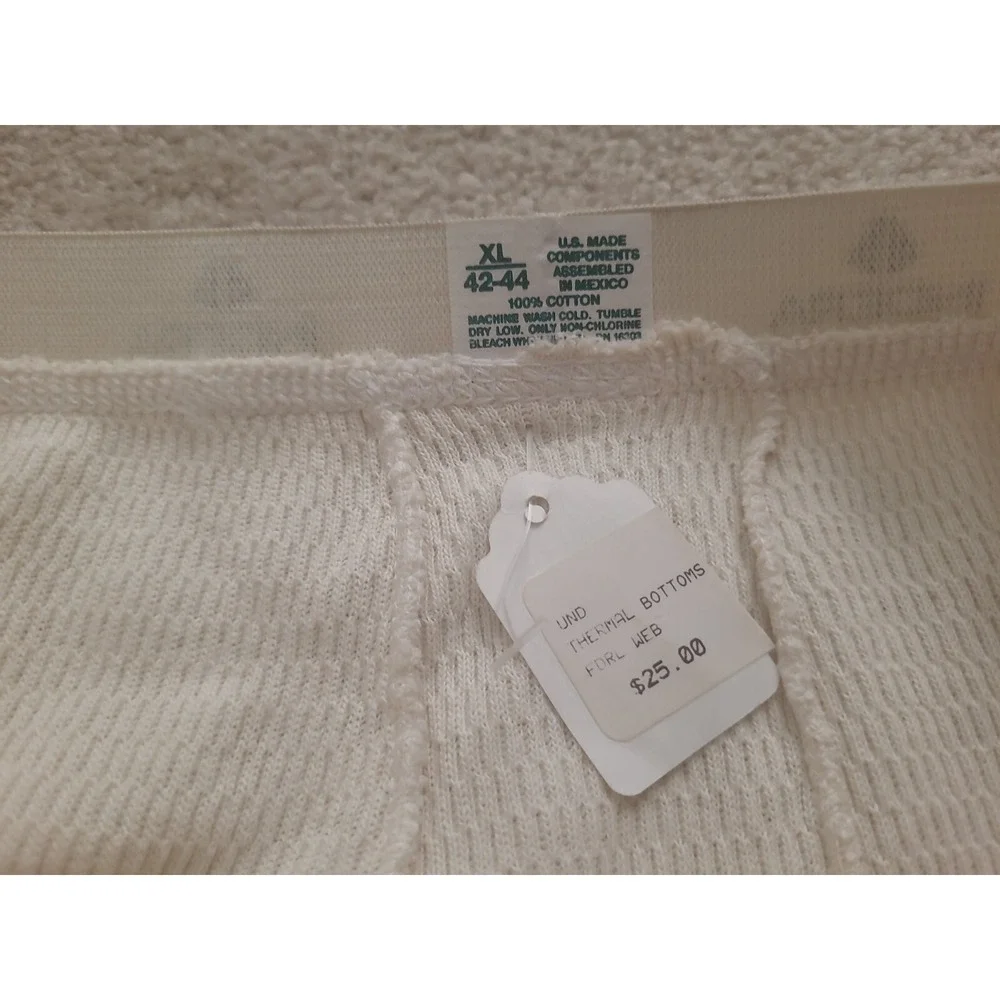 Indera Men's Cotton Waffle Knit‎ Heavyweight Thermal Bottoms Pants X-Large White